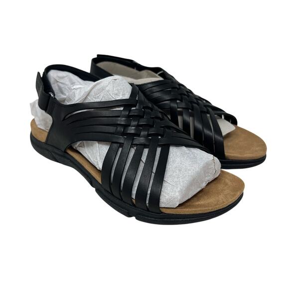Easy Spirit Semar Black Leather Slingback Comfort Sandals 8 Wide - Picture 1 of 8